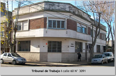 Departamento Judicial Necochea. Tribunal de Trabajo, calle sesenta número tres mil noventa y uno