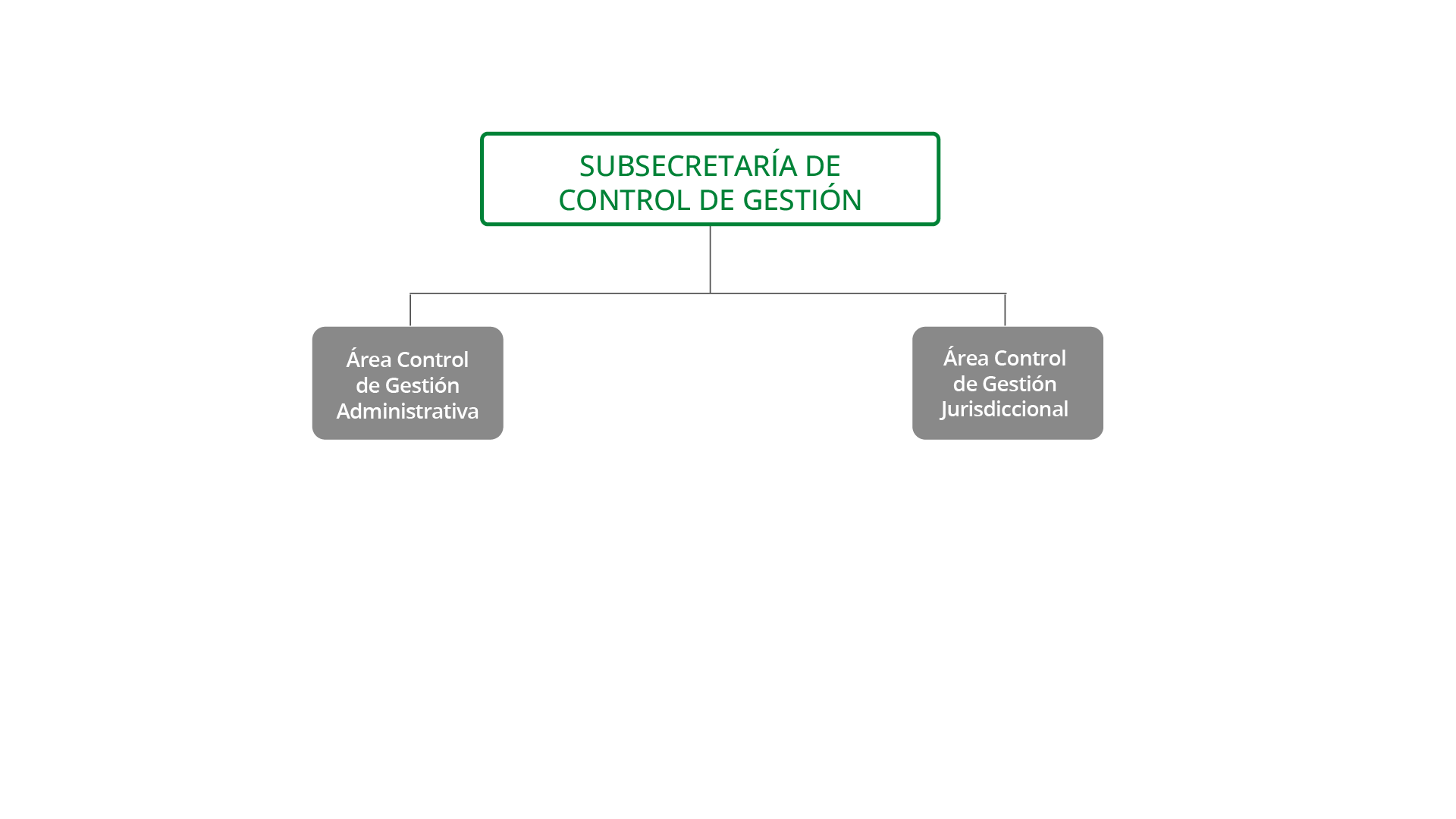 La Subsecretaría de Control de Gestión está compuesta por dos áreas, una de Gestión Administrativa y otra de Gestión Jurisdiccional