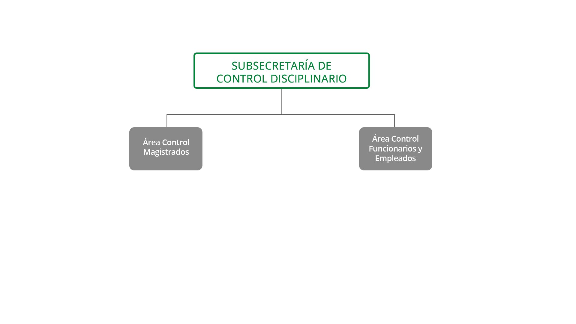 La Subsecretar&iacute;a de Control Disciplinario est&aacute; compuesta por dos &aacute;reas, una de Control de Magistrados y otra de Control de Funcionarios y Empleados